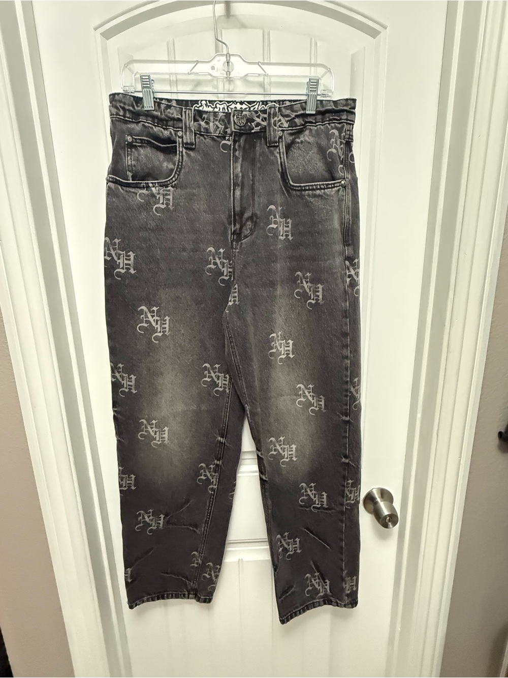 Ninth Hall Ambush Jeans Mens 32x30 Black Loose Fit Straight Monogram Logo (51-6)